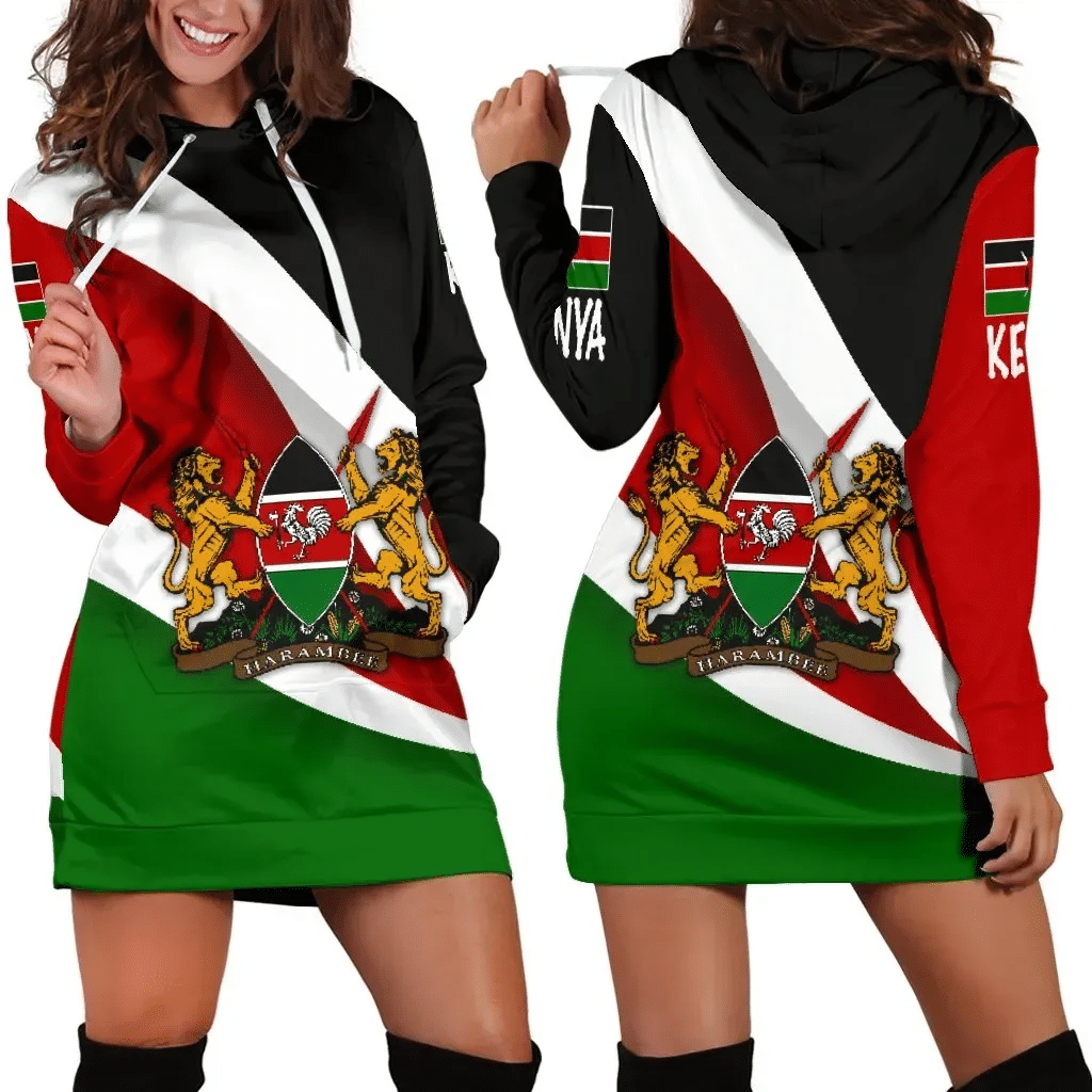 Kenya Impressive Flag Hoodie Dress
