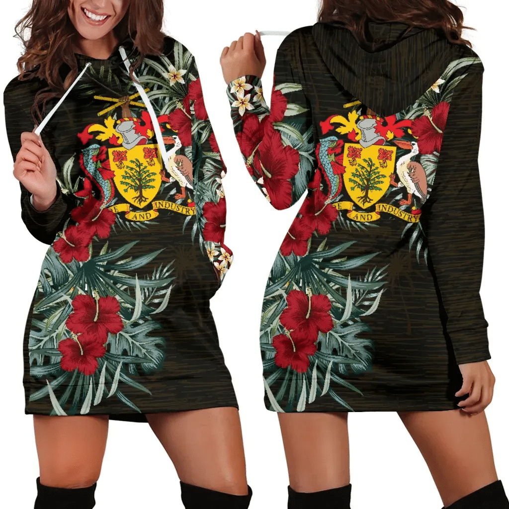 Barbados Hibiscus Hoodie Dress