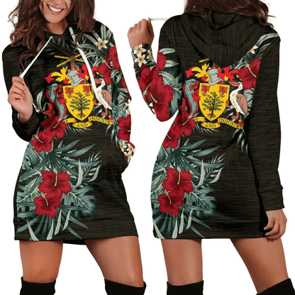 Barbados Hibiscus Hoodie Dress