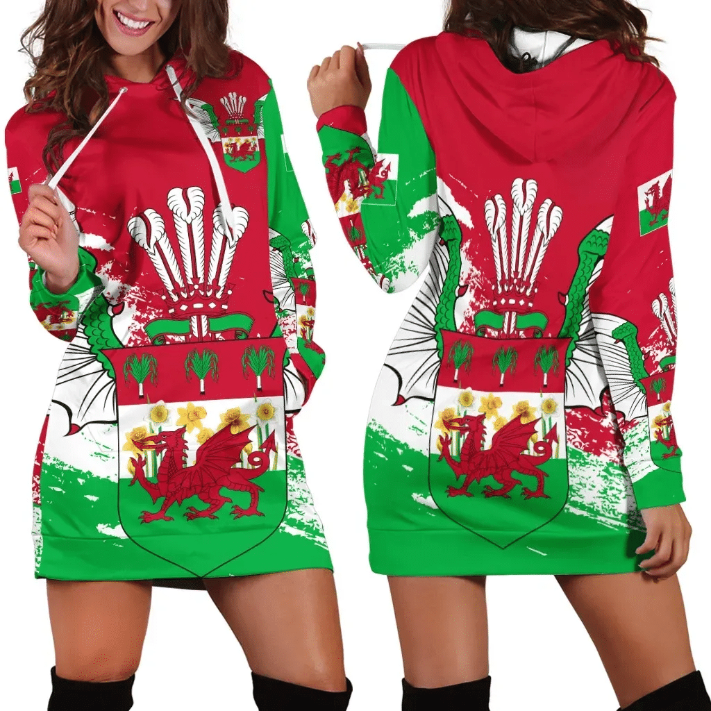 Wales Hoodie Dress Dragon Shiled Special