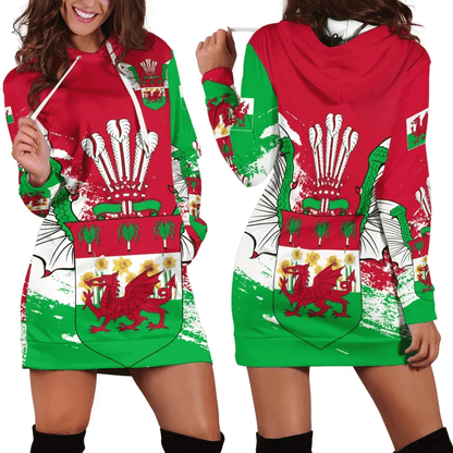Wales Hoodie Dress Dragon Shiled Special