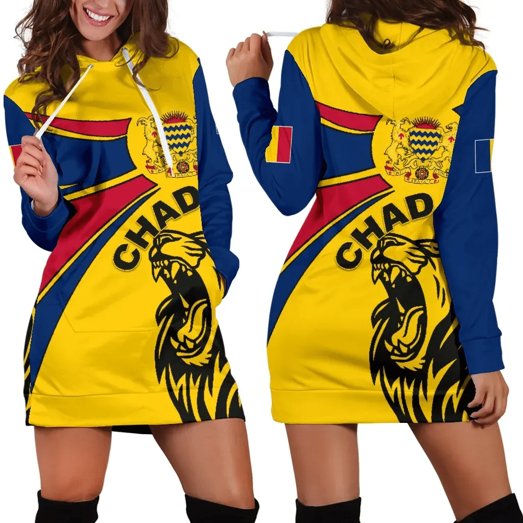Chad Hoodie Dress, Chad Round Coat Of Arms Lion