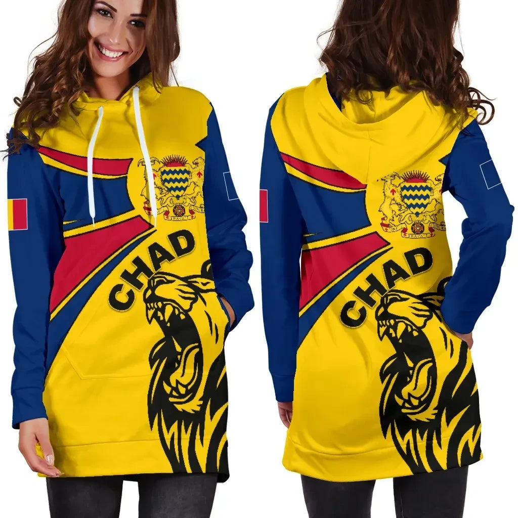 Chad Hoodie Dress, Chad Round Coat Of Arms Lion