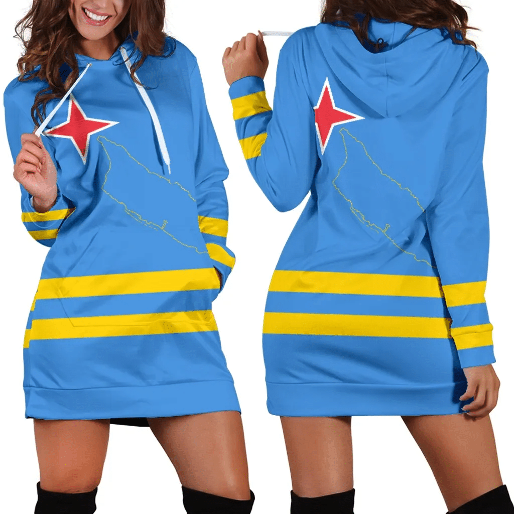 Aruba Women's Hoodie Dress Flag TH5