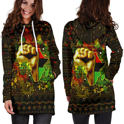 African Black Power Women's Hoodie Dress B