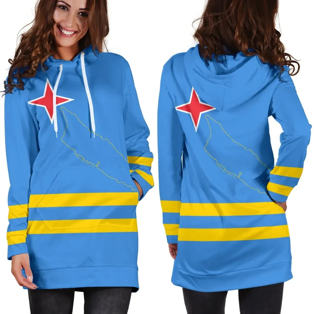 Aruba Women's Hoodie Dress Flag TH5