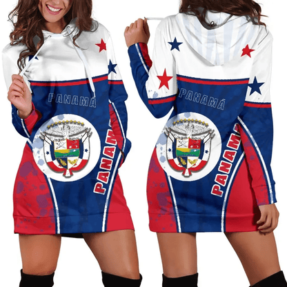 Panama Women Hoodie Dress Circle Stripes Flag Version