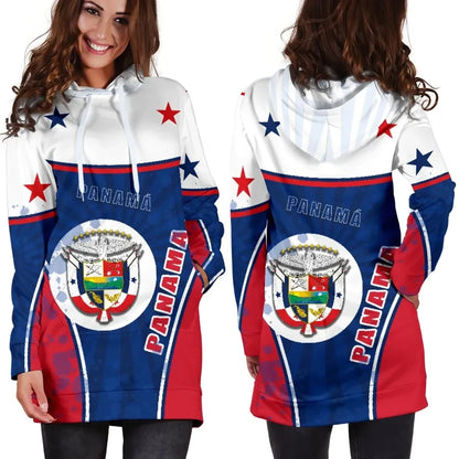 Panama Women Hoodie Dress Circle Stripes Flag Version