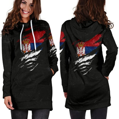 Serbia in Me Women's Hoodie Dress Special Grunge Style
