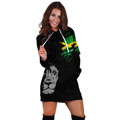 Jamaica Lion Hoodie Dress Special Grunge Style