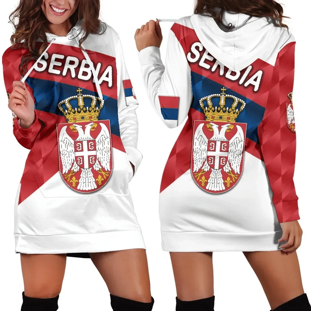 Serbia Women Hoodie Dress Sporty Style K8