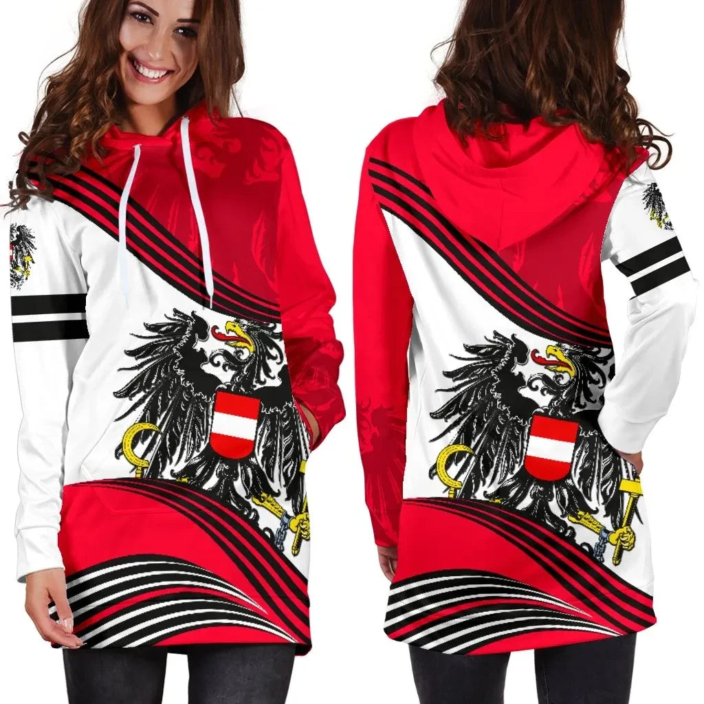 Austria Hoodie Dress Fall In The Wave K7