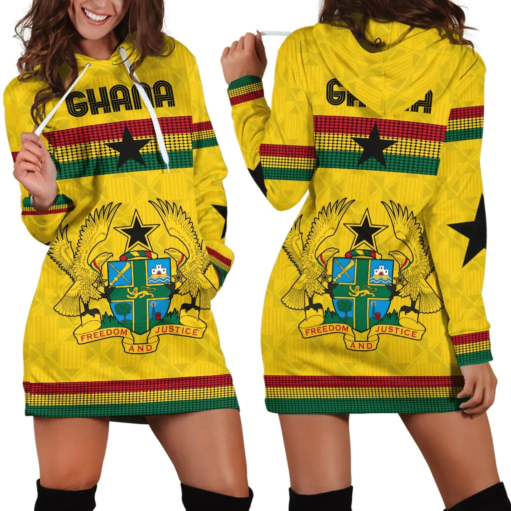 Ghana Hoodie Dress Kente Round Pattern Coat Of Arms
