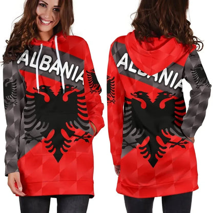 Albania Women Hoodie Dress Sporty Style K8