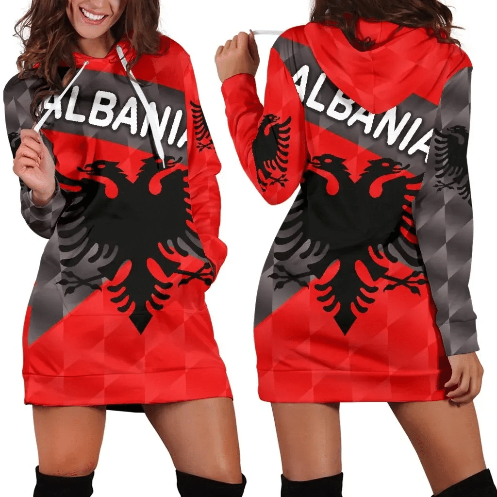 Albania Women Hoodie Dress Sporty Style K8