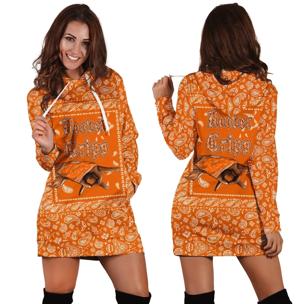 Hoover Crips Hoodie Dress Orange Bandana