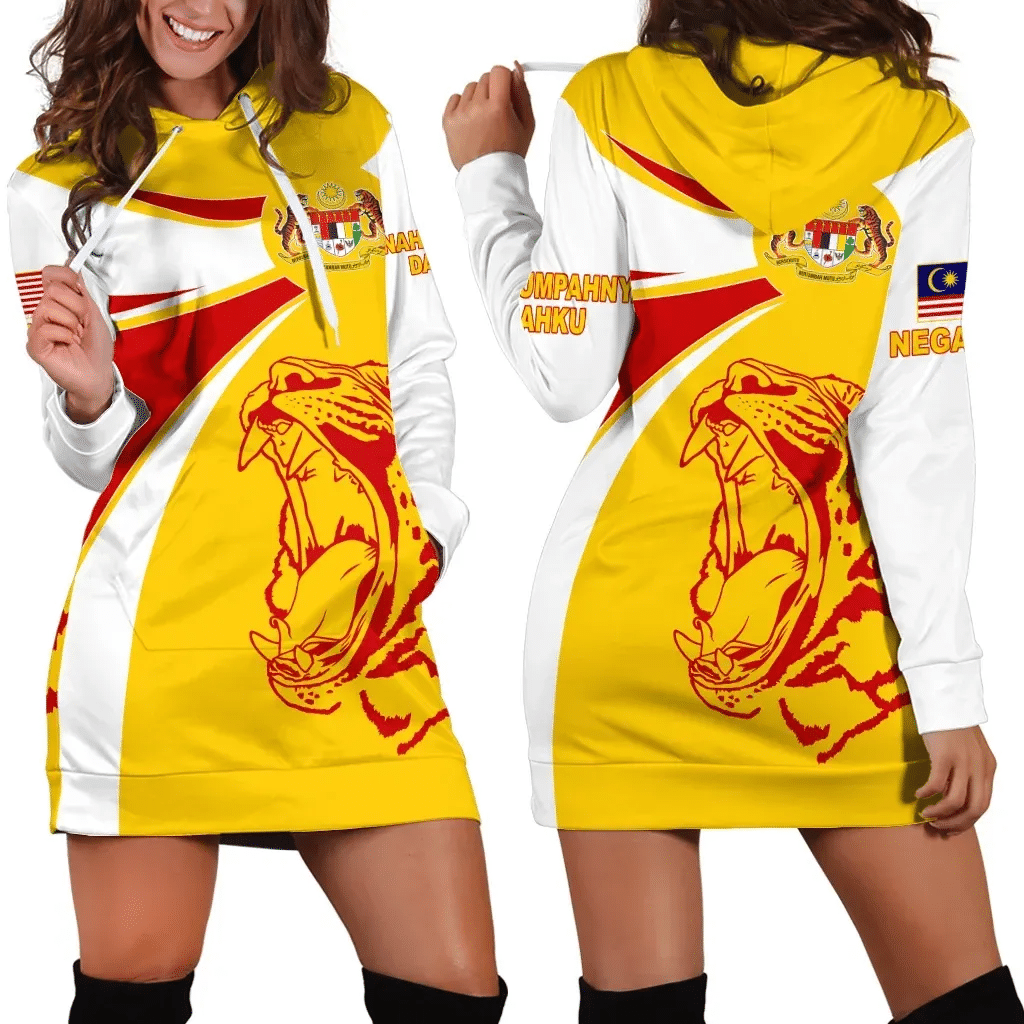Malaysia Hoodie Dress, Malaysia Round Coat Of Arms Lion