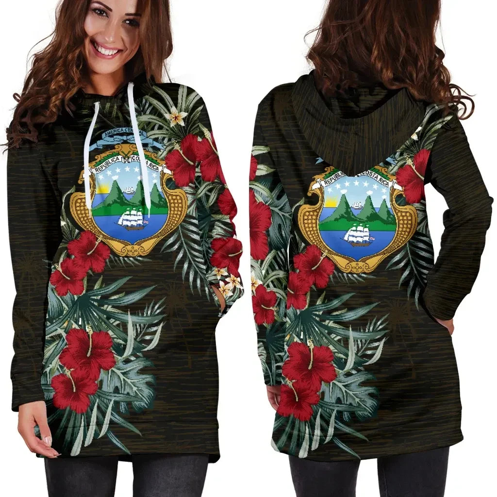 Costa Rica Hibiscus Hoodie Dress