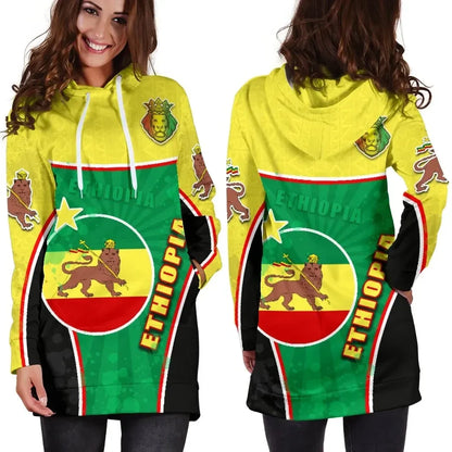 Ethiopia Lion Women Hoodie Dress Circle Stripes Flag Version