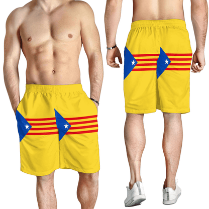 Men's Short Catalonia Flag Of Catalan Republic Estelada Roja Men's Short