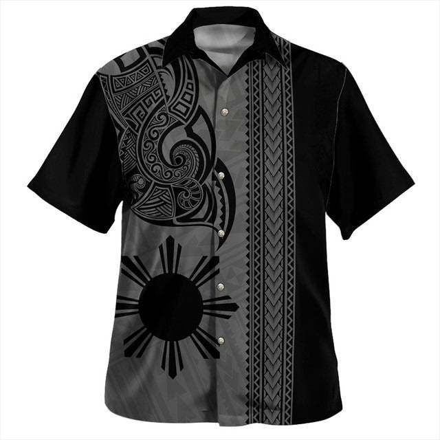 Philippines Filipinos Hawaiian Shirt Polynesia Tribal Tattoo Black Island Hawaii Shirt