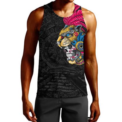 Clothing Mexico Jaguar Aztec Skull Warrior Tank Top