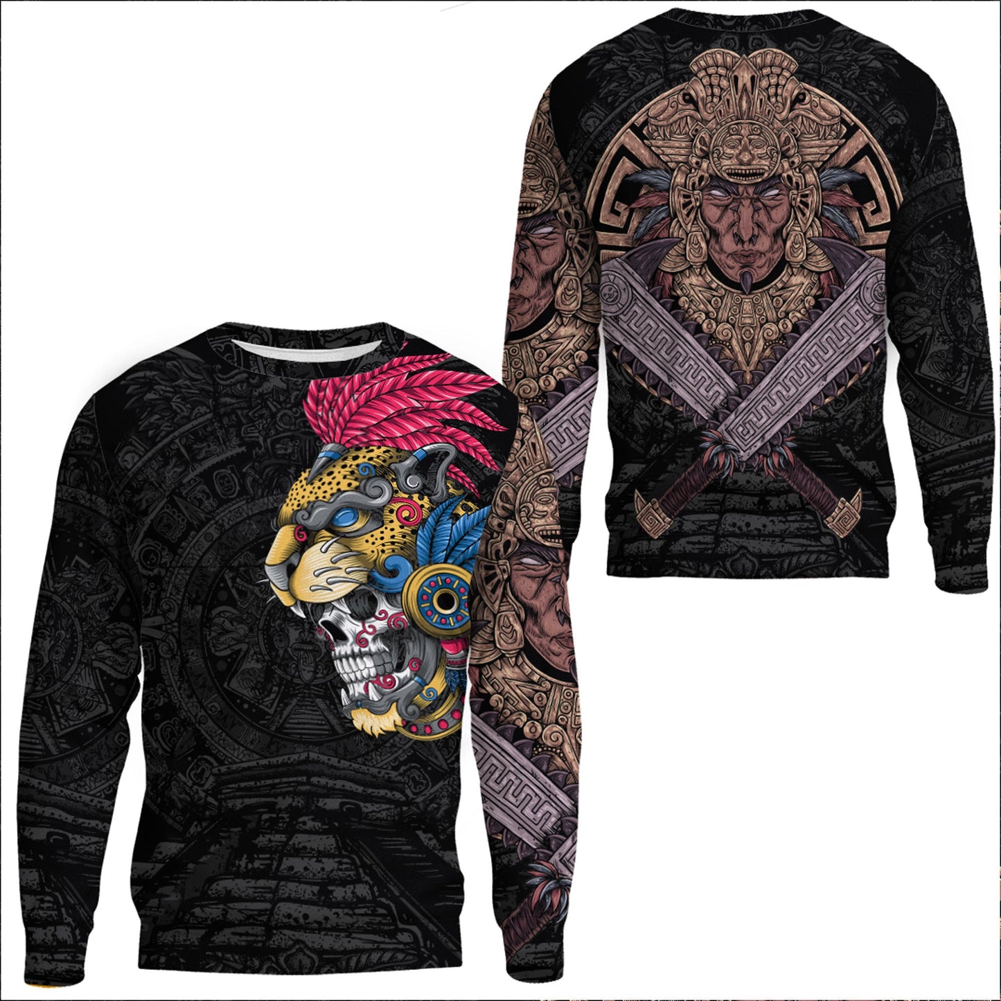 Clothing Mexico Jaguar Aztec Skull Warrior Sweatshirts