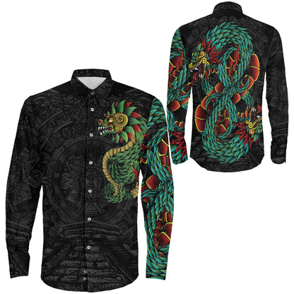 Clothing Quetzalcoatl Mexican Aztec Long Sleeve Button Shirt