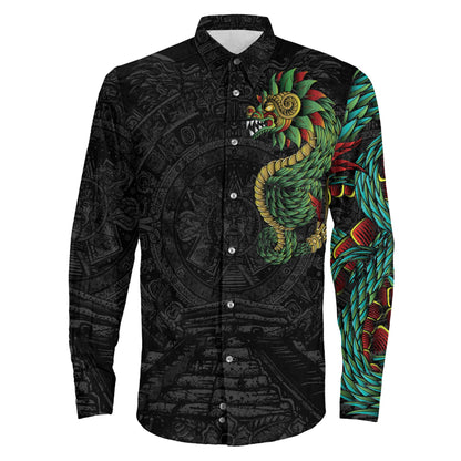 Clothing Quetzalcoatl Mexican Aztec Long Sleeve Button Shirt