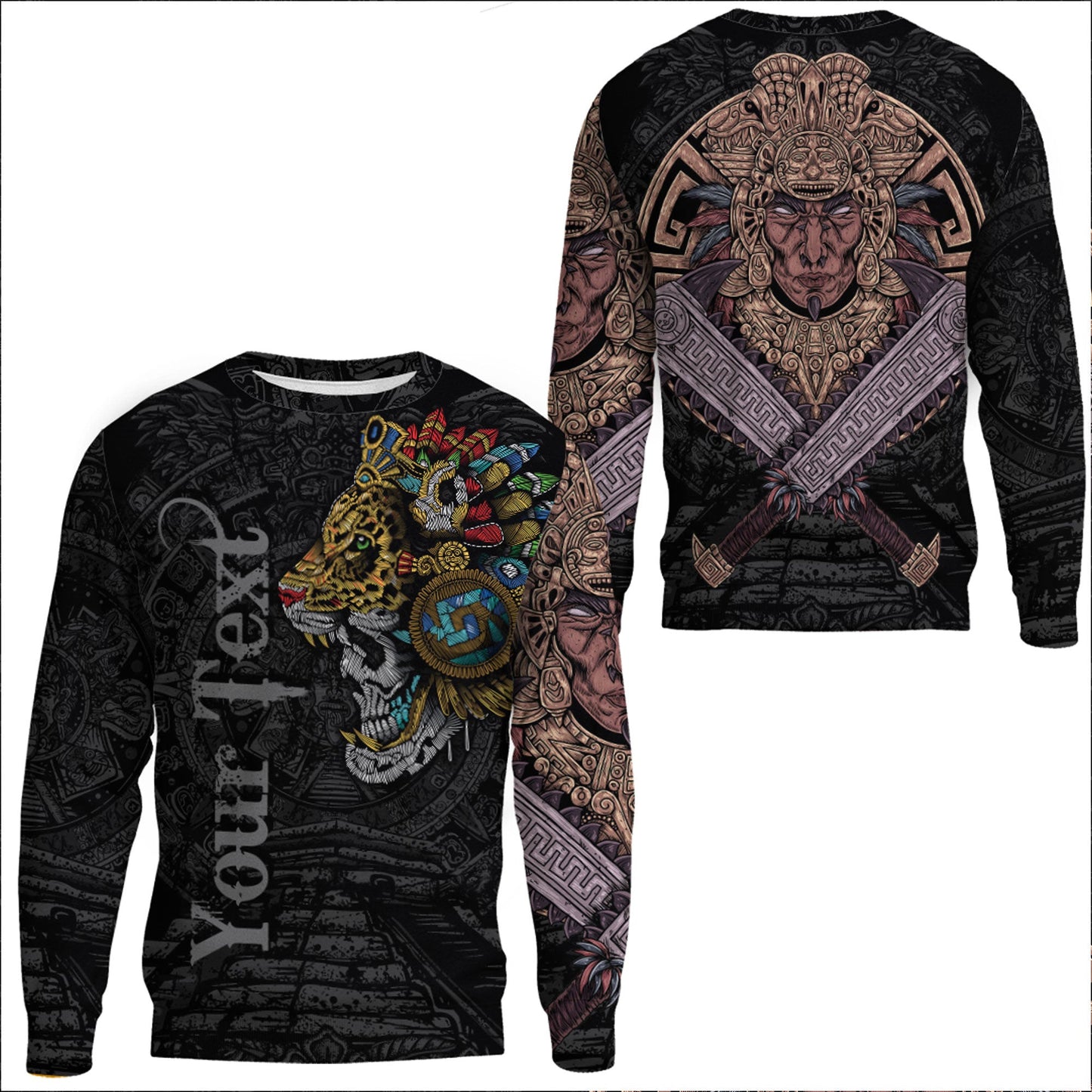Clothing Custom Custom Mexico Skull Jaguar Warrior Aztec Sweatshirts