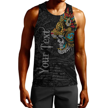 Clothing Custom Mexico Skull Jaguar Warrior Aztec Tank Top