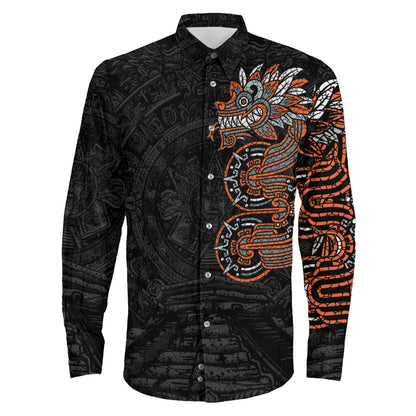 Clothing Mexico Quetzalcoatl Mexican God Aztec Long Sleeve Button Shirt