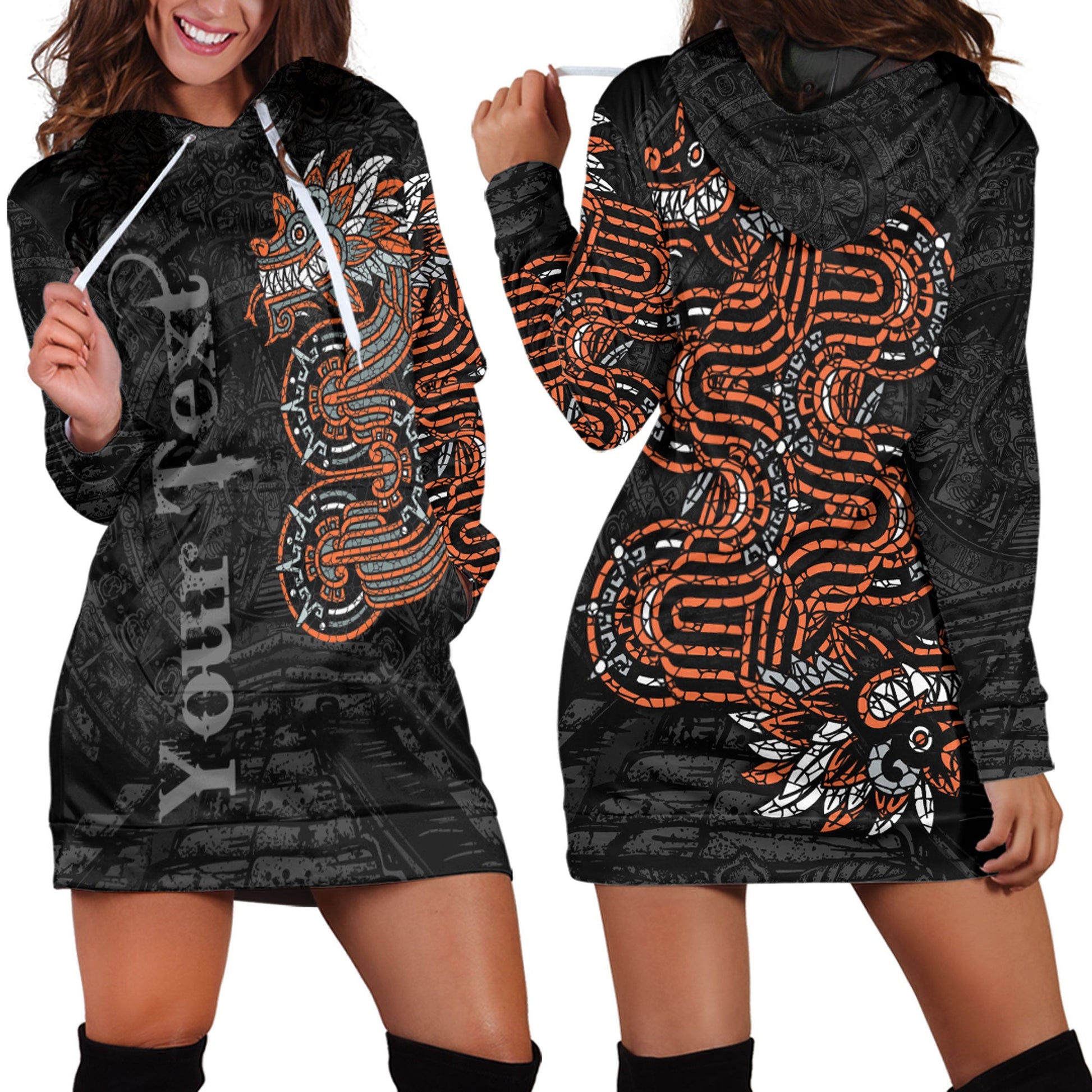 Clothing Custom Mexico Quetzalcoatl Mexican God Aztec Hoodie Dress