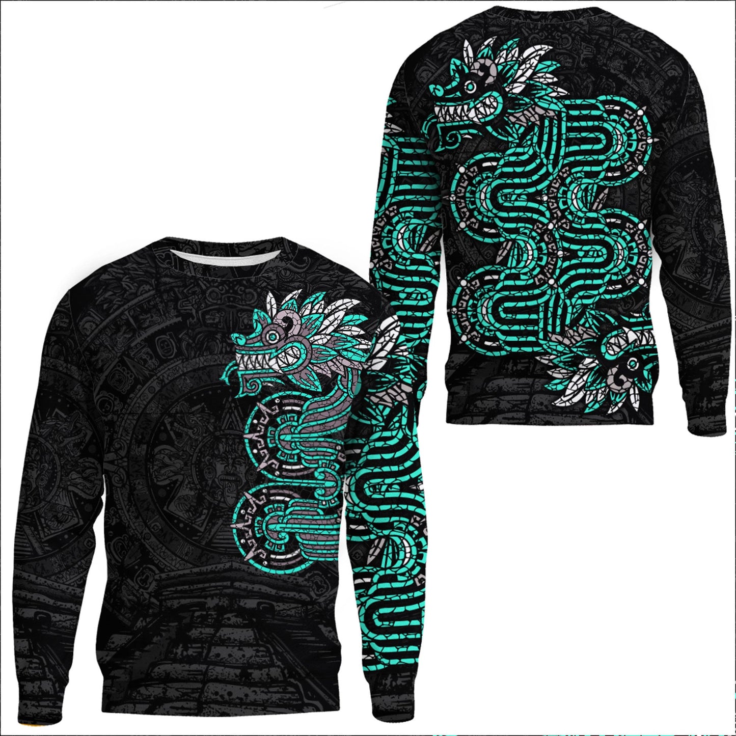 Clothing Mexico Quetzalcoatl Mexican God Aztec Cyan Version Sweatshirts