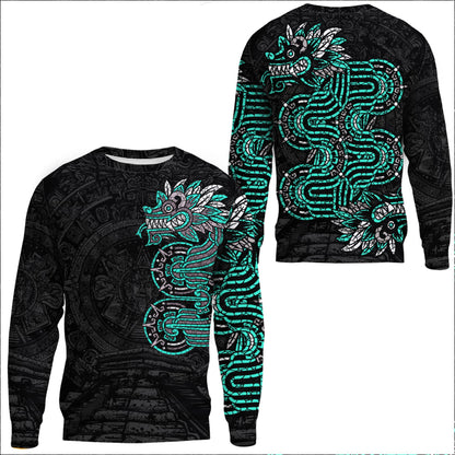 Clothing Mexico Quetzalcoatl Mexican God Aztec Cyan Version Sweatshirts