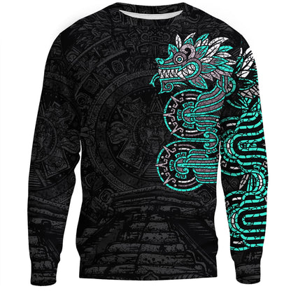 Clothing Mexico Quetzalcoatl Mexican God Aztec Cyan Version Sweatshirts
