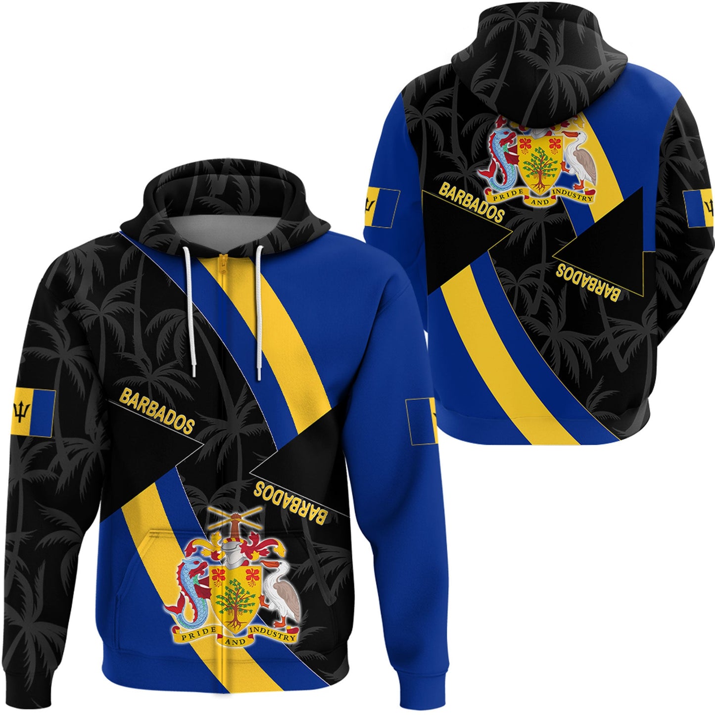 Clothing Barbados Zip Hoodie Unisex Printed Zip Hoodie