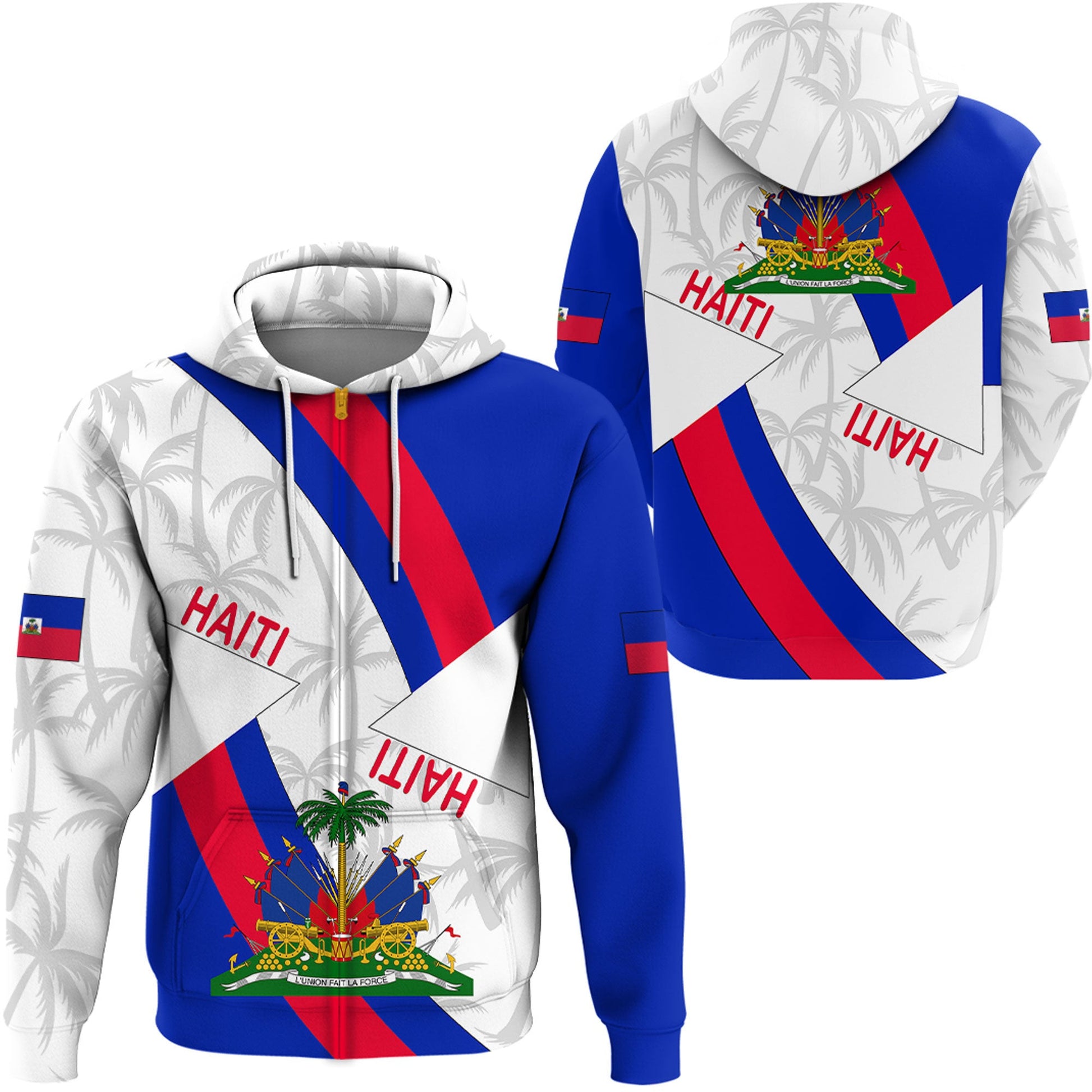 Haiti Zip Hoodie Haiti Coat Of Arms Printed Hoodie Clothing