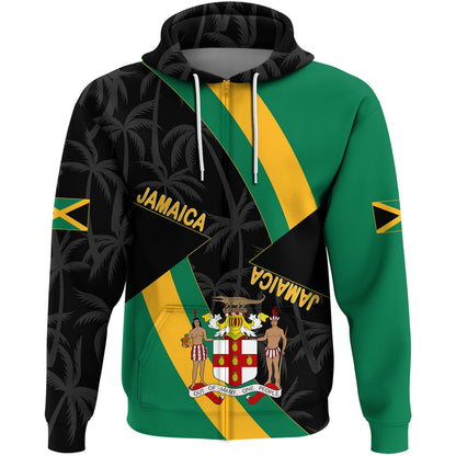 Clothing Jamaica Zip Hoodie Jamaica Coat Of Arms Unisex Printed Hoodie