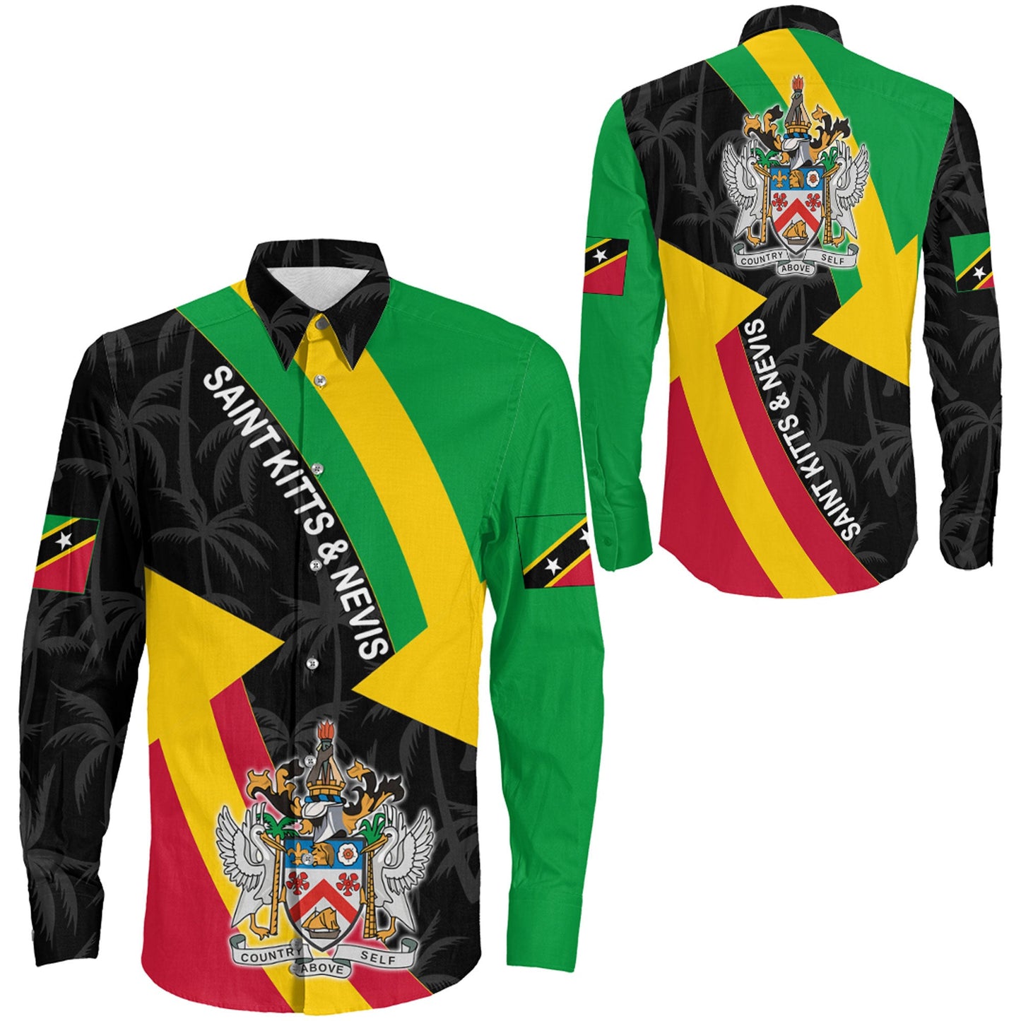 Clothing Saint Kitts And Nevis Long Sleeve Button Shirt