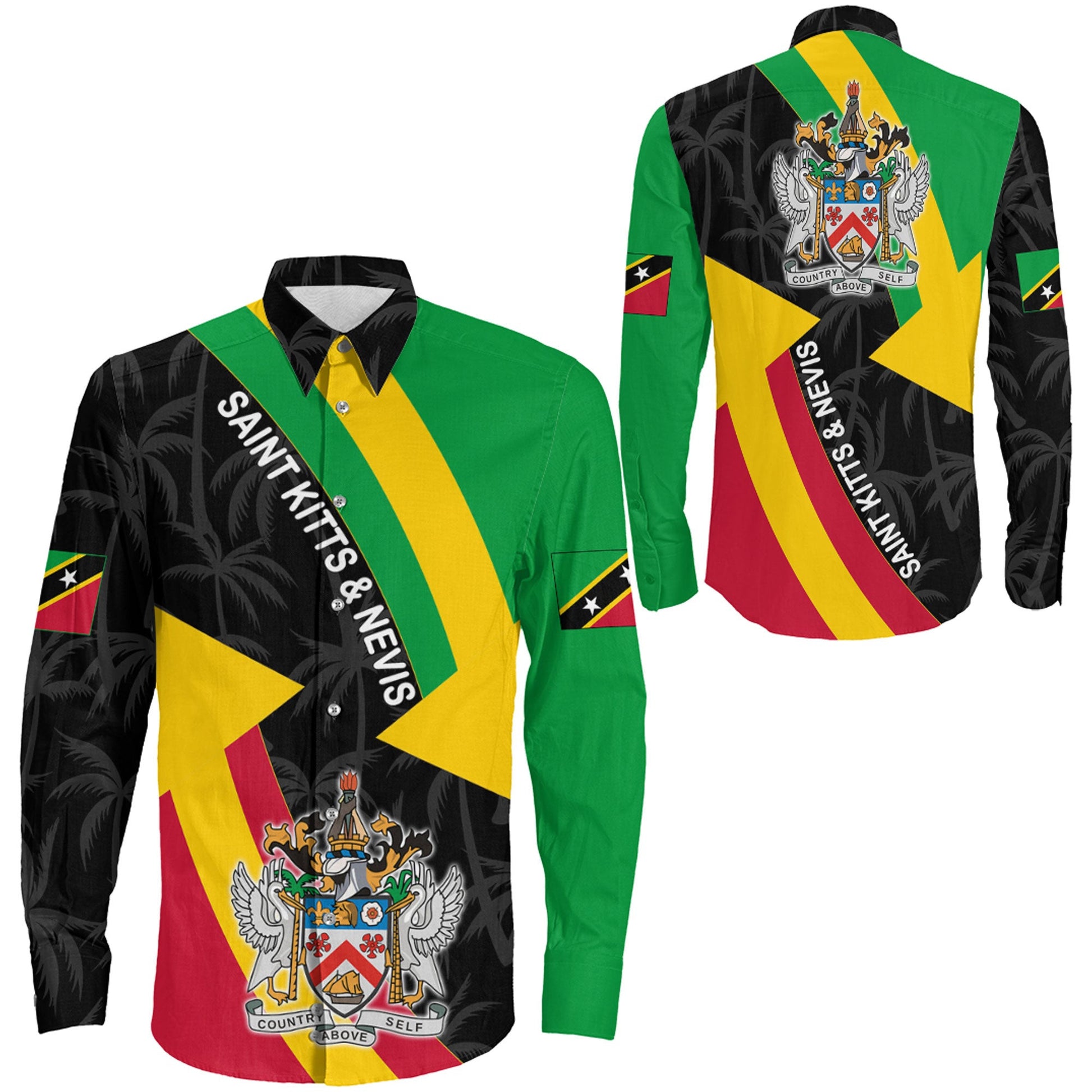Clothing Saint Kitts And Nevis Long Sleeve Button Shirt