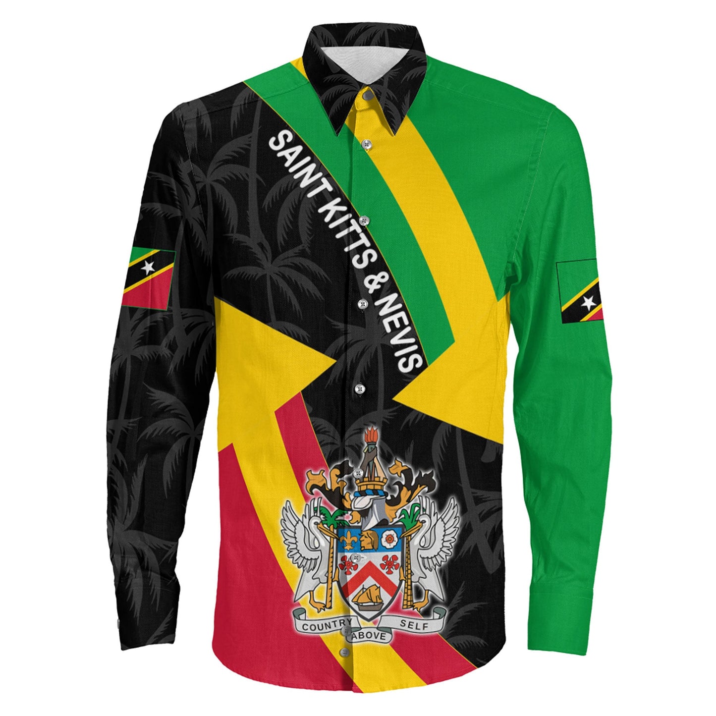 Clothing Saint Kitts And Nevis Long Sleeve Button Shirt