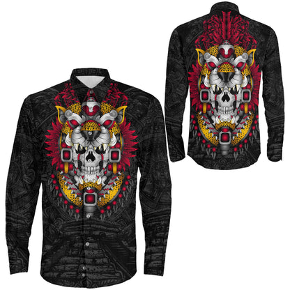 Clothing Jaguar Warrior Aztec Mexican Long Sleeve Button Shirt