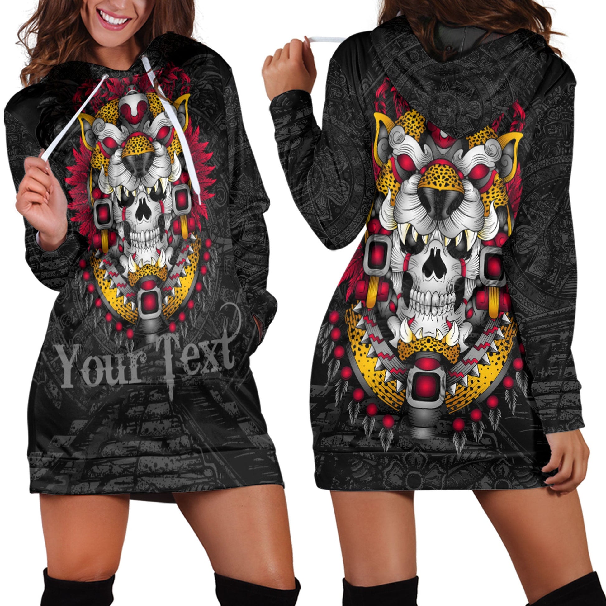 Clothing Custom Jaguar Warrior Aztec Mexican Hoodie Dress