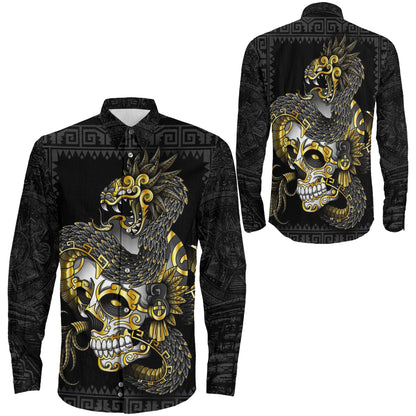 Clothing Quetzalcoatl Aztec Long Sleeve Button Shirt