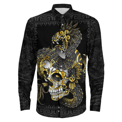 Clothing Quetzalcoatl Aztec Long Sleeve Button Shirt