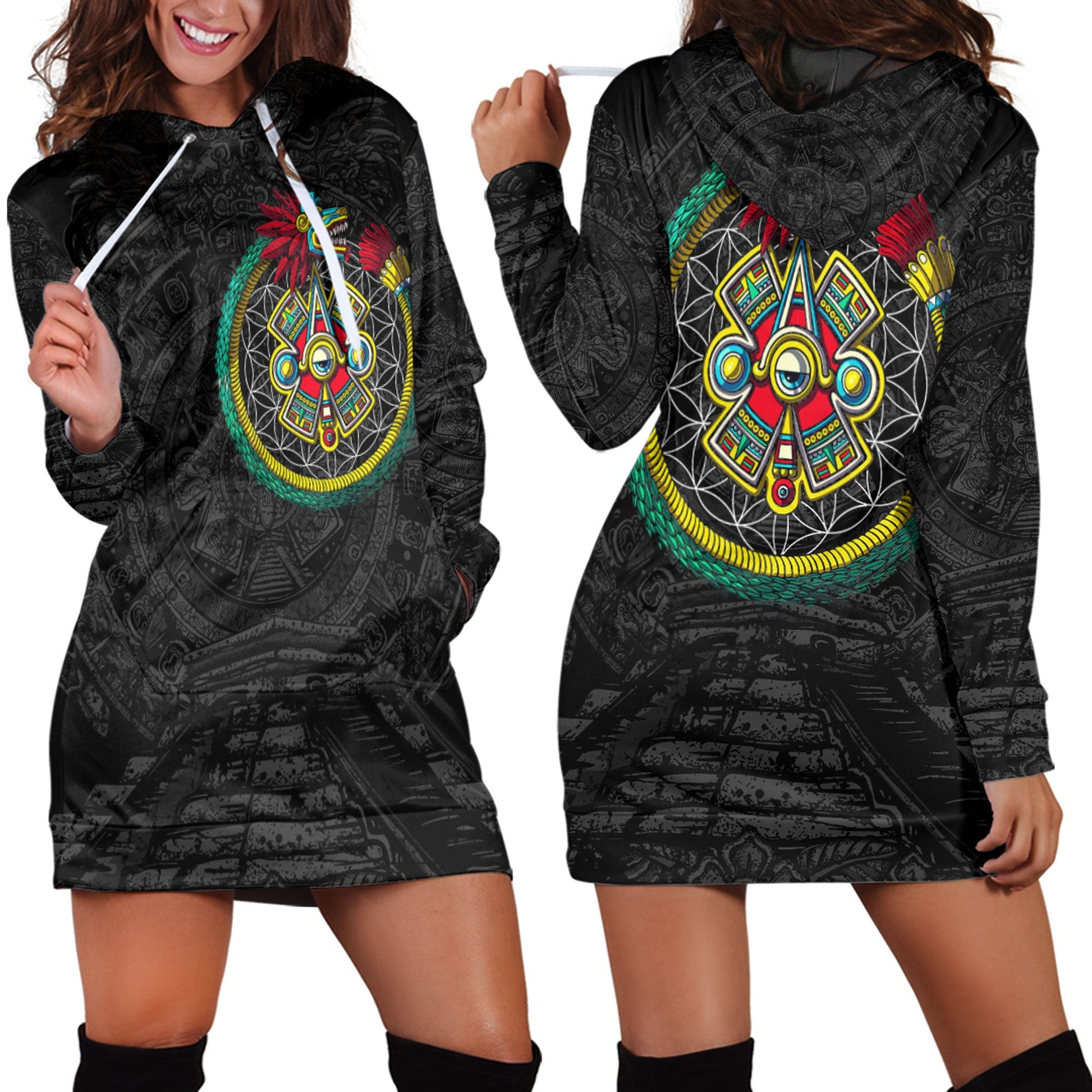 Clothing Aztec Quetzalcoatl Ouroboros Hoodie Dress