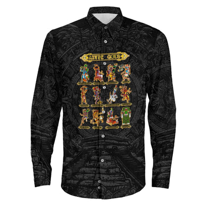 Clothing Ancient Aztec Gods Long Sleeve Button Shirt