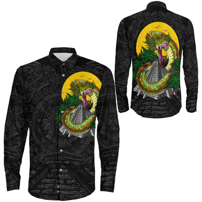 Clothing Quetzalcoatl Aztec Snake God Long Sleeve Button Shirt