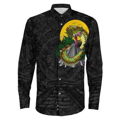 Clothing Quetzalcoatl Aztec Snake God Long Sleeve Button Shirt